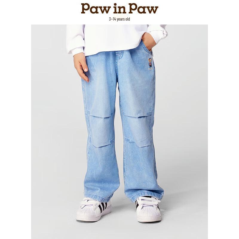PawinPaw Kids  Cartoon Bear Acetate Denim Straight-Leg Jeans 140