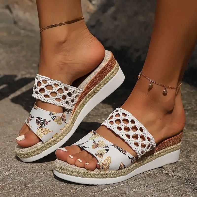 Cross-border Foreign Trade High-heeled Slippers Women's Large Size 43 Hemp Rope Bottom Thick-soled Fish Mouth Sandals Women's Wholesale