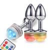 Wireless Remote Control Metal Luminous Anal Plug Prostate Massage Butt Plug with LED Anal Tail Sex Toy Adult Products for Women