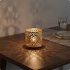 Hollow Lantern Candle Holder Windproof Metal Warm Ambience Home Decor for Living Room,