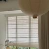 Double-layer Roman curtain Full blackout Balcony Lifting sunshade Roll-up light medium antique linen Roman curtain