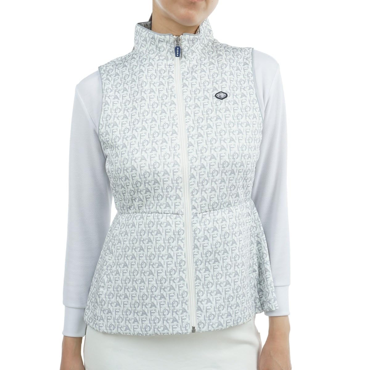 

Fidora Women s Golf Shirt, FD, All-Over Print Padded Vest, GRY