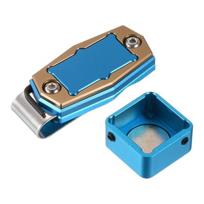 PATIKIL Billiard Magnetic Chalk Aluminum Alloy Pool Billiard Cue Chalk Chip Case with Belt Clip for Snooker Sports Blue Holder, Accessories,