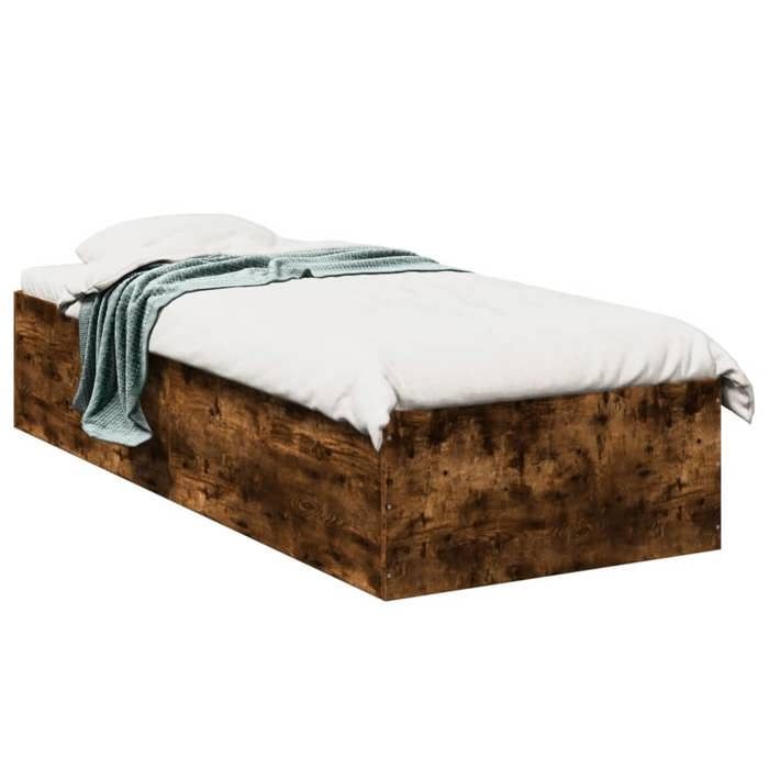 VidaXL Cadre de lit chêne fumé 100x200 cm bois d'ingénierie, meuble de chambre à coucher, sommier, lit à panneaux, lit, lit 3281053