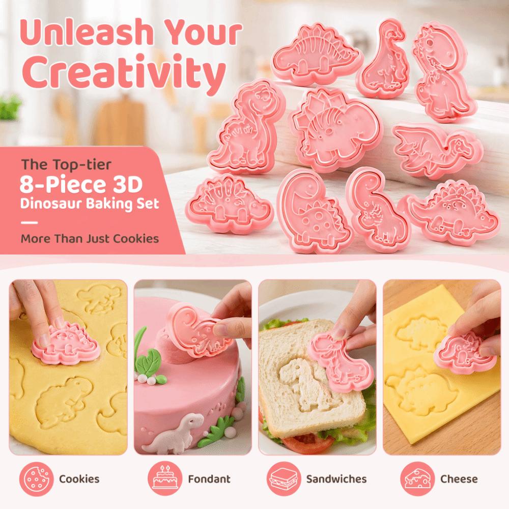 8PCS Food Grade Plunger Stamper Set PP Cookie Cutter Set  Biscuits and Cookies