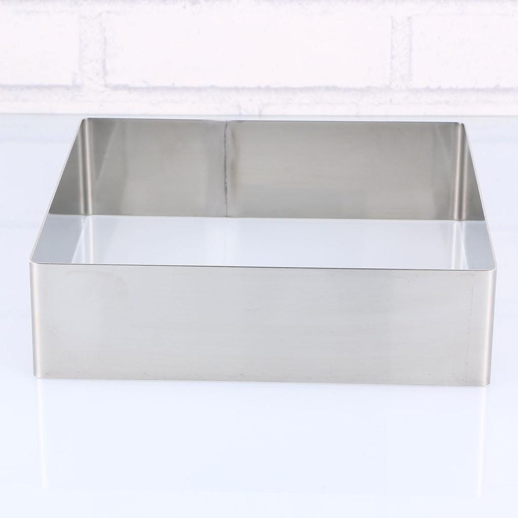 BESTonZON 17 Inch Square Mousse Mold, Non-Stick Seamless Stainless Steel Cake Ring, Baking Supplies, Cutter, Kitchen Pie Mold for Home Baking