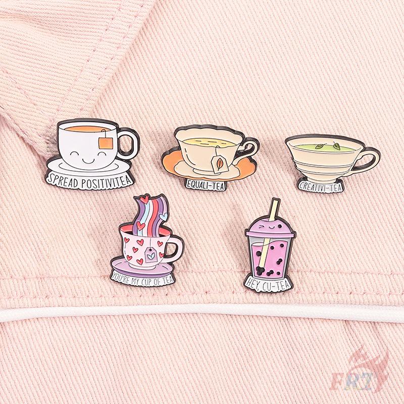 5Pcs/Set Funny Tea Slangs Brooches - Doodle Enamel Backpack Button Pins Badges