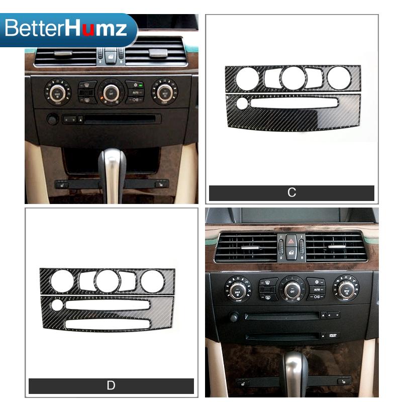 For BMW E60 5 Series 2004-2010 Carbon Fiber Center Console Air Conditional CD Trim Stickers Tuning Car Interior Accessories
