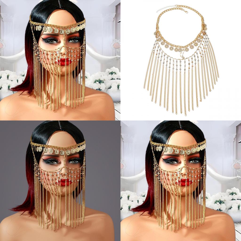 Traditional Middle East Head Jewelry With Water Drill Chain Tassel For Special Occasions