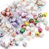 10Pcs 15mm New Silicone Beads Round Print Colorful Spacer Beads Food Grade  Baby Nursing Necklace Pacifier Chain Teether Toys