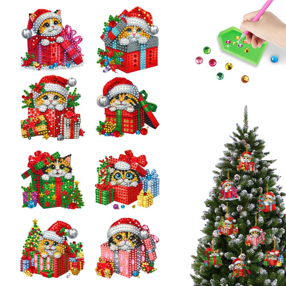 8Pcs Acrylic Special Shaped Christmas Cartoon Hanging Diamond Art Kits 5D DIY Diamond Art Hanging Decorations Bedroom Decoration