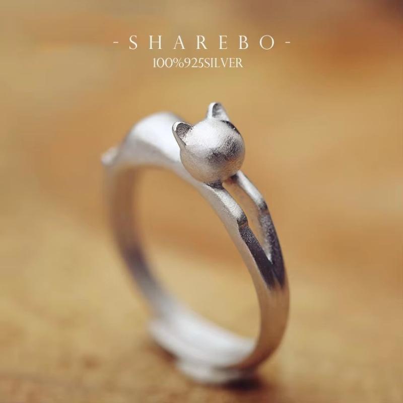 REETI 925 Silver Rings For Women Cat ring Lady Prevent -silver-jewelry