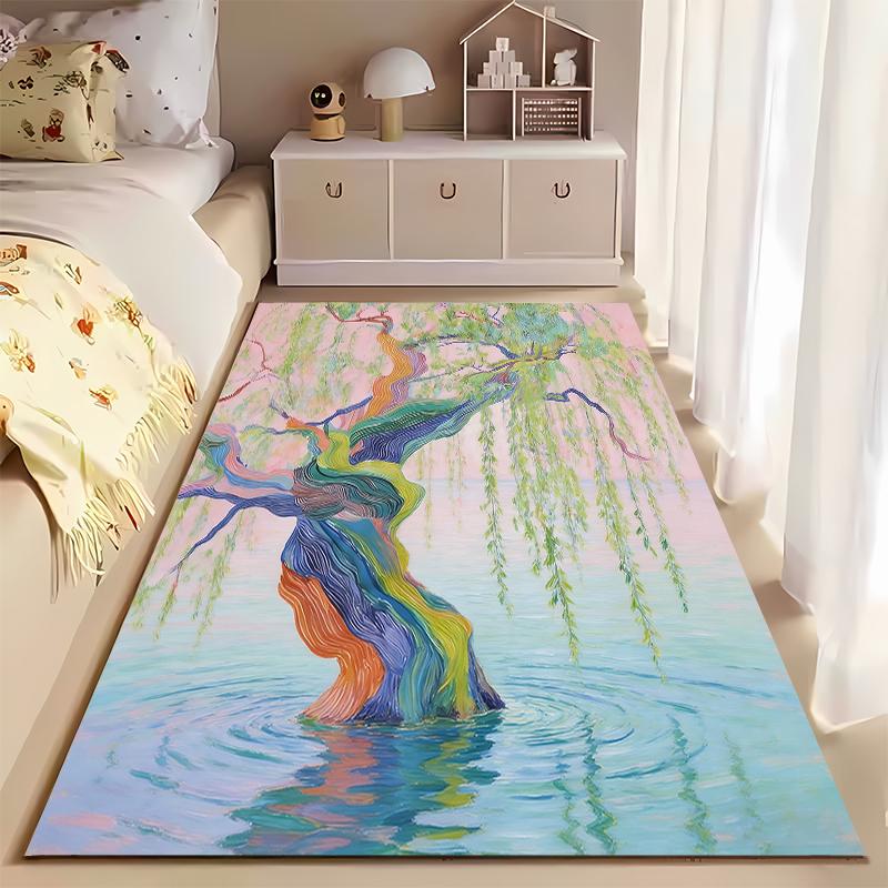 Colorful Abstract Tree Pattern Carpet with Willow Branch Design Suitable for Use As an Anti-slip for Living Room Bedroom Sofas