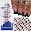 120 Pieces Glossy Black Duck Press On Nails Nude Medium French Tip Nails  For Nail Art