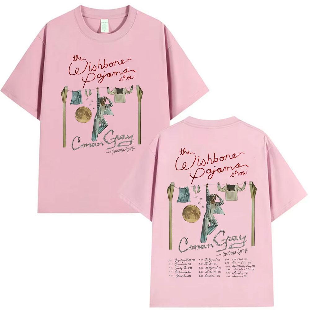 Conan Gray The Wishbone Pajama Show Tour 2025 Print T Shirts Unisex Women Harajuku Vintage Oversized Cotton T-shirt Y2k Streetwear