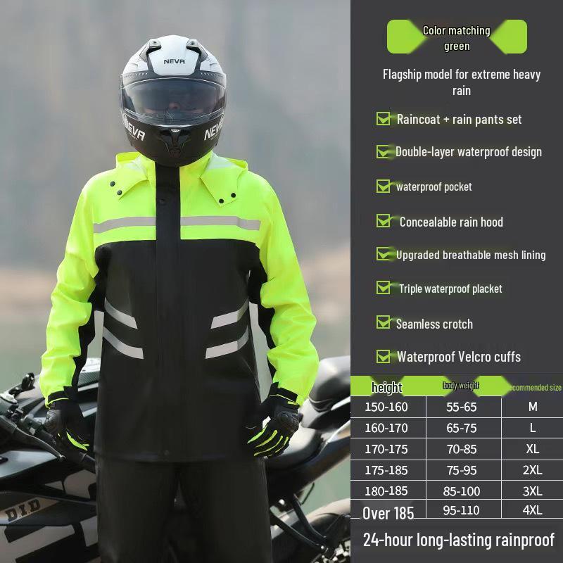 Stormproof Split Raincoat for Adult Delivery Riders - Waterproof Motorcycle & Electric Scooter Outerwear