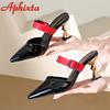 Aphixta Summer Pointed Toe 7cm Special Heel Slides Belt Buckle Woman Shoes Slides Sandals Classic Shoes Size 35-43