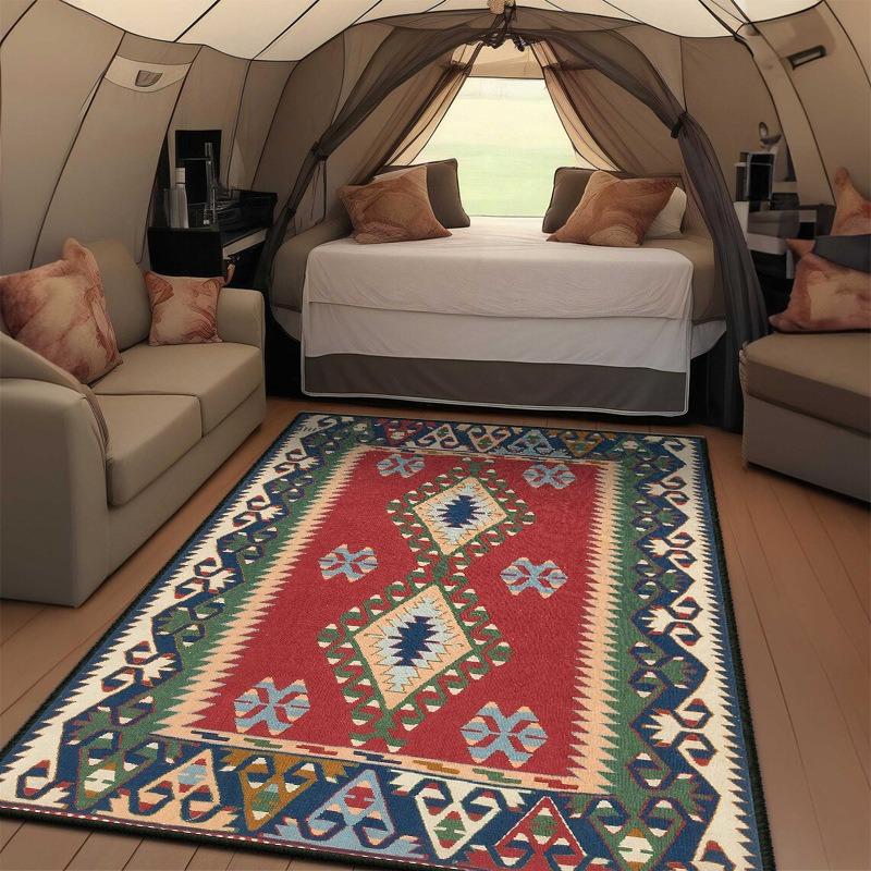 Retro Marokkanischer Ethno-Stil Muster Großflächiger Teppich für Zuhause Wohnzimmer Schlafzimmer Sofa Fußmatte Dekor Teppich Rutschfeste Bodenmatte