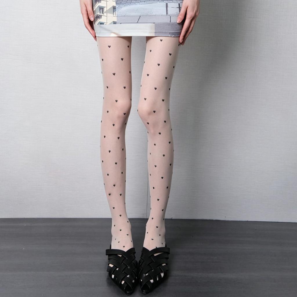 Classic Polka Dot Nylon Tights With Shaping And Antisnag For Women