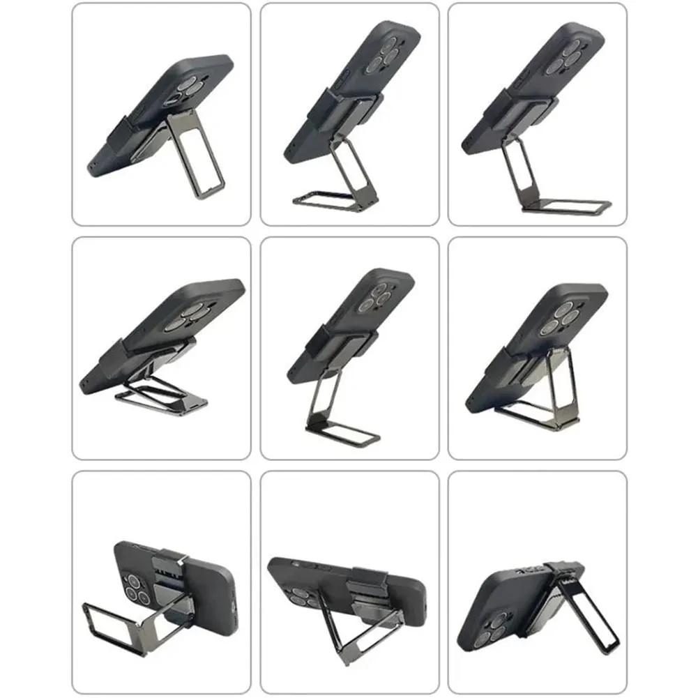 Rückseitiger fester Clip Faltbarer Handyhalter Magnetische Metall-Handyhalterung 360° Drehbar Einstellbare Desktop-Handyhalterung für Reisen