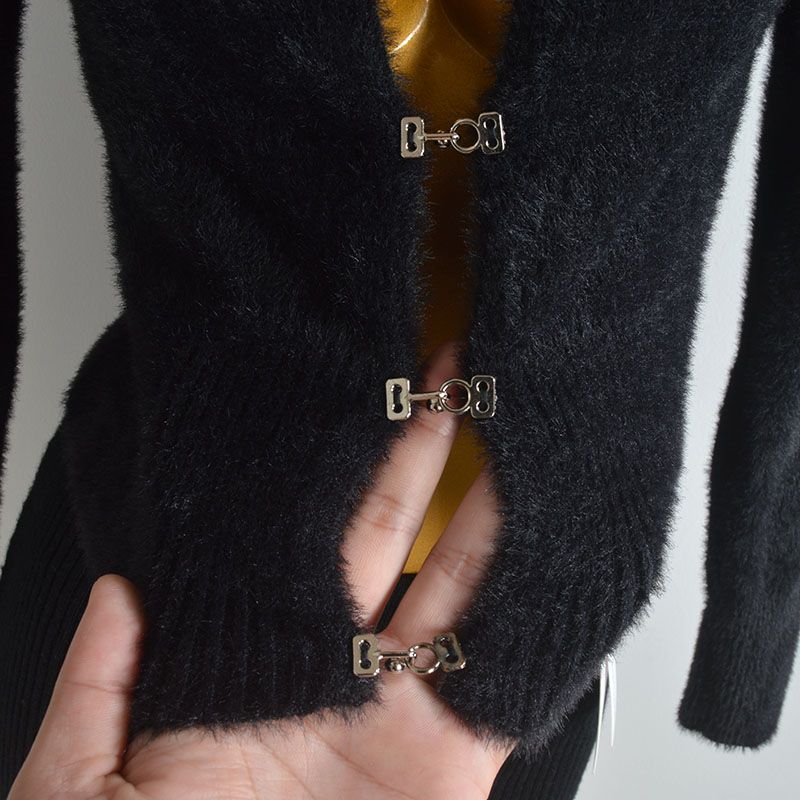 Pure Desire Style Sexy Sexy Cutout Breasted Knitting Cardigan Female Fall and Winter New Arrival Slim Fit Slimming Long Sleeves Mink-like Clothes