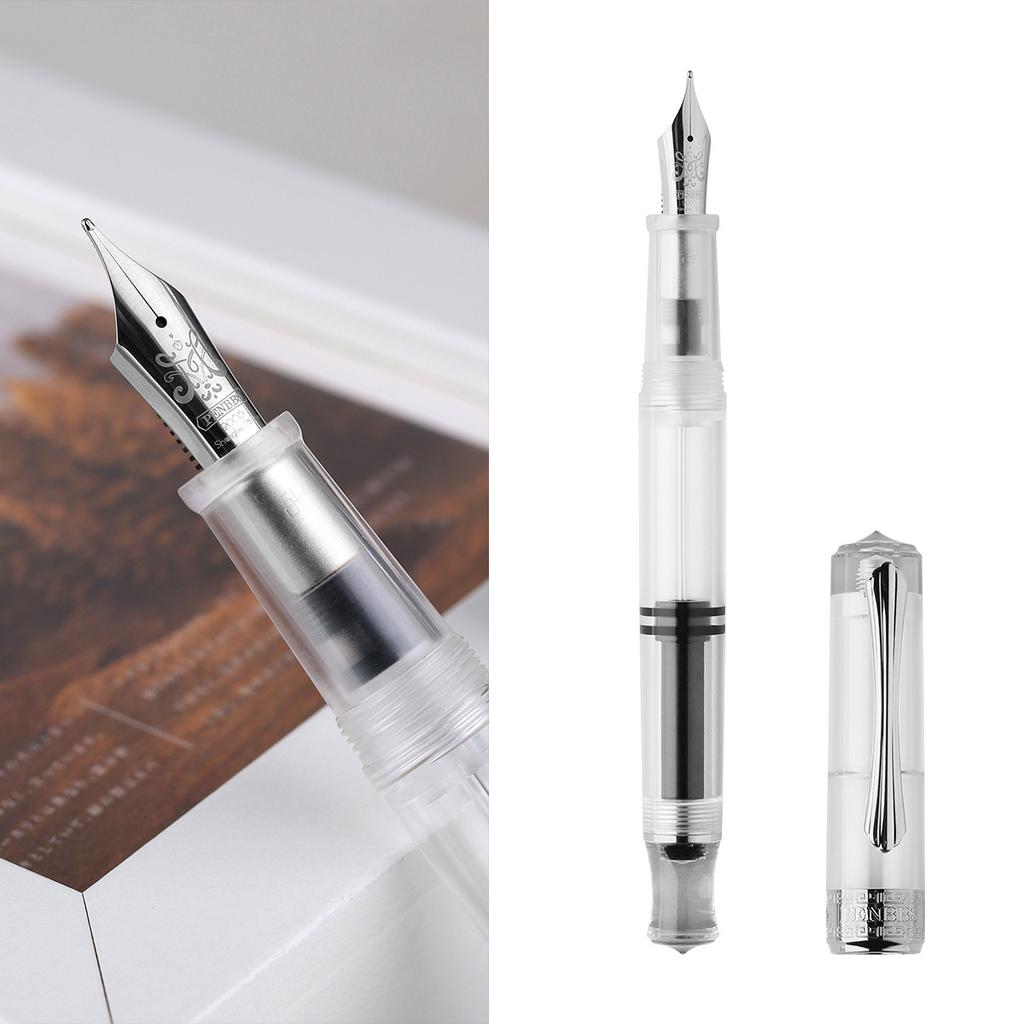 PENBBS 470 Vacuum Filling Fountain Pen Blade/Round Nib Pen Large Capacity Transparent Acrylic Business Writing Gift Pen