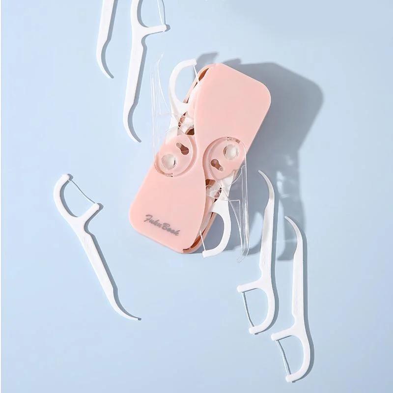 Kunststoff Automatischer Tragbarer Zahnseide Aufbewahrungsbox Zahnseide Reiniger Praktisch Bequem Reisen Camping Mundreinigung Zahnseide