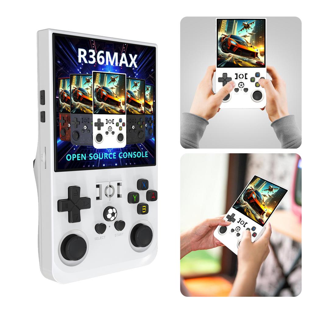 R36MAX 4inch IPS Screen Handheld Game Player 64GB Video Game Console 4000mAh Battery Rechargeable Console