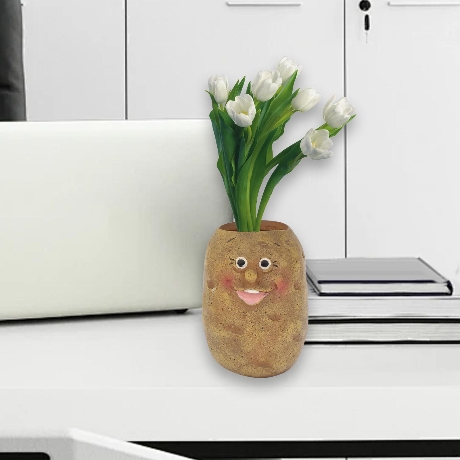 

Мультяшная ваза с цветочным узором в форме растений, милая скульптура, декоративное украшение стола, работа для обеда