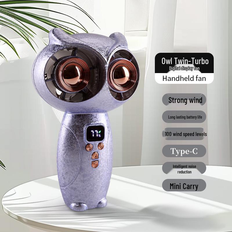 

Mini Handheld Turbo USB Charging Owl Fan – Portable and Cute Design 14.1*9.3*21.3CM фиолетовый