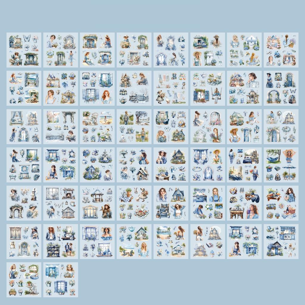 50sheets Vintage Washi Paper Sticker Book Pre-Cut Washi Scrapbook Stickers for Junk Journals Planners Scrapbooking Supplies