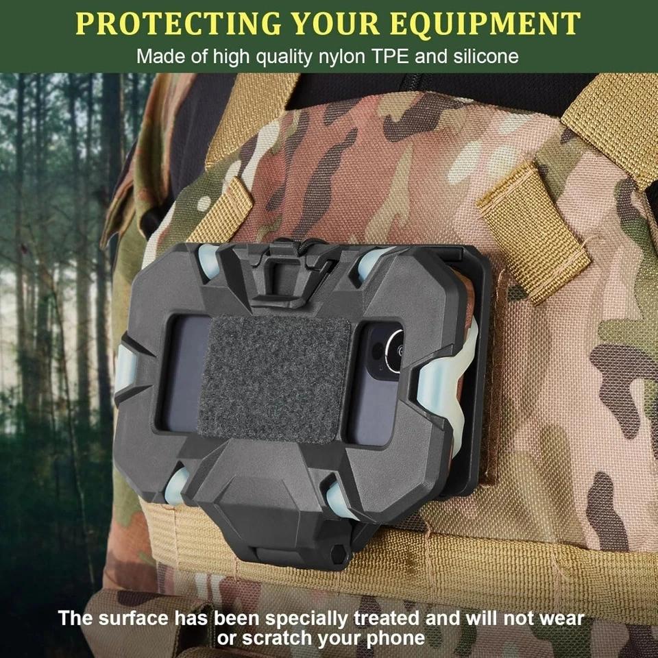 Tactical Molle Mobile Phone Carrier Quick Access Folding Holder for 4.7"-6.7" Phones Hunting Vest Chest Bracket Airsoft Otdoor