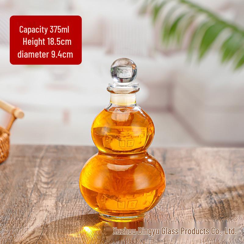 Gourd-Shaped Glass Wine Bottle for Liquor Storage – Sealed, Food-Grade, Empty, High-Grade.