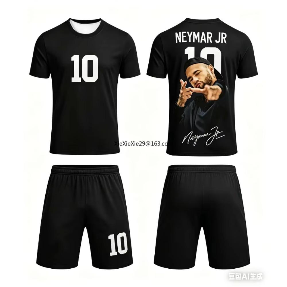 Hot Selling New AI 10 Inner Maldor Adult Football Short Sleeved T-shirt+shorts Set for Boys and Girls' Sports Training Clothes