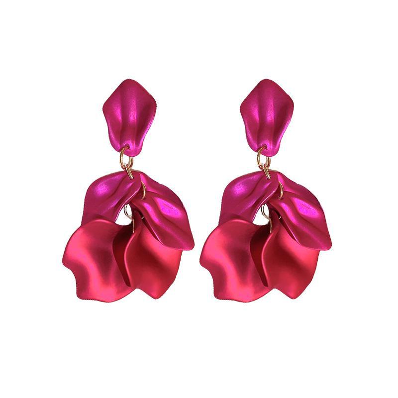 Silver Needle Rose Petal Long Tassel Earrings - European & American High-End Style