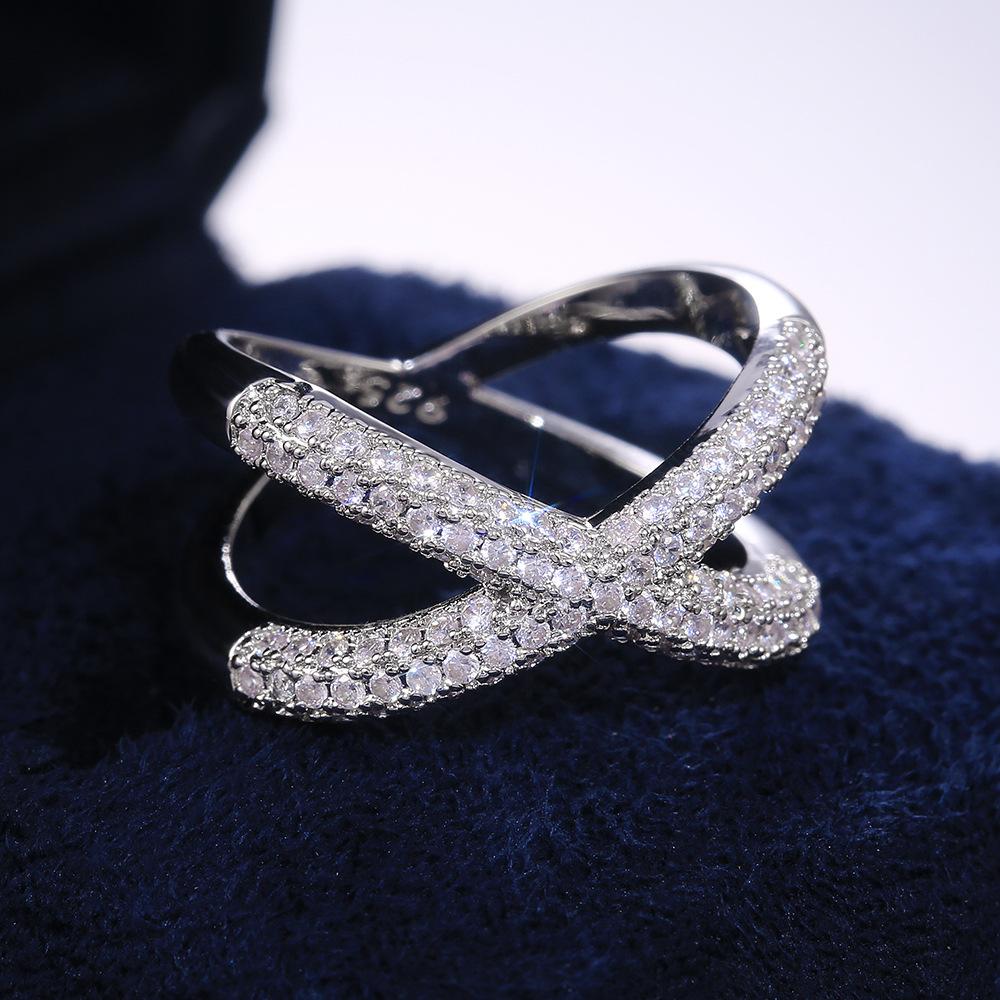 Classic X-Set Zircon Women'S Ring, Birthday Party Gift Accessory