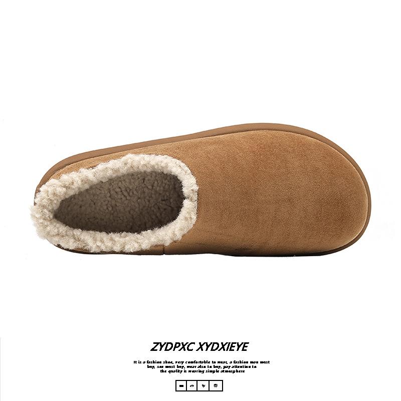 One-pedal bag head drag Birkenstocks men's winter warm velvet cotton slippers snow boots-Q