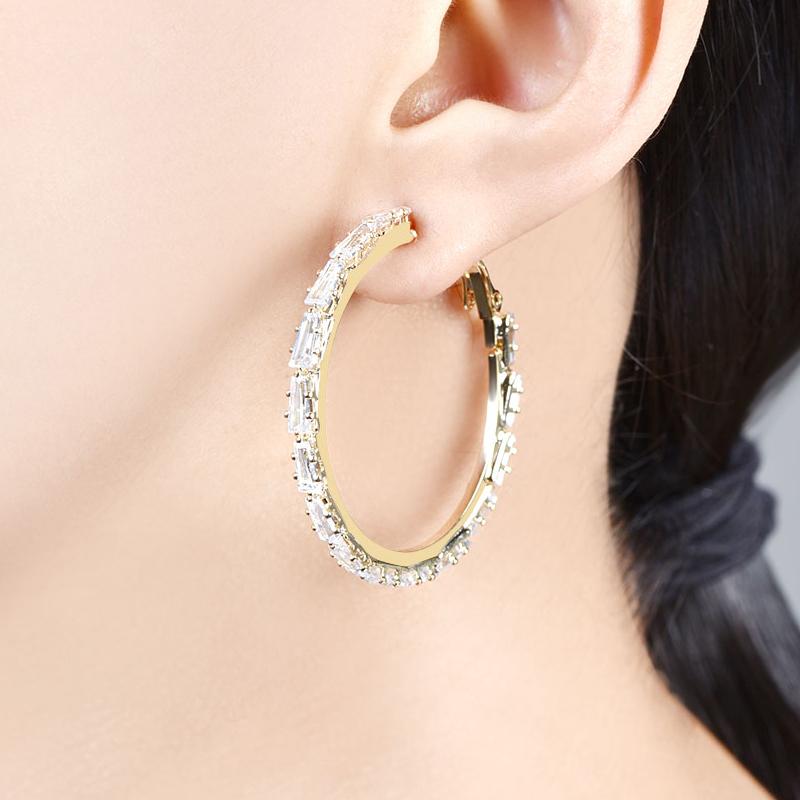 Σκουλαρίκια WWJ Big Circle Jewellery Cubic Zirconia Loop Hoop