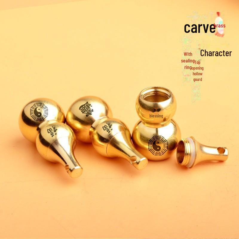 Schlüsselanhänger aus Messing mit Sternzeichen-Kürbis, acht Trigrammen und Segensgravur