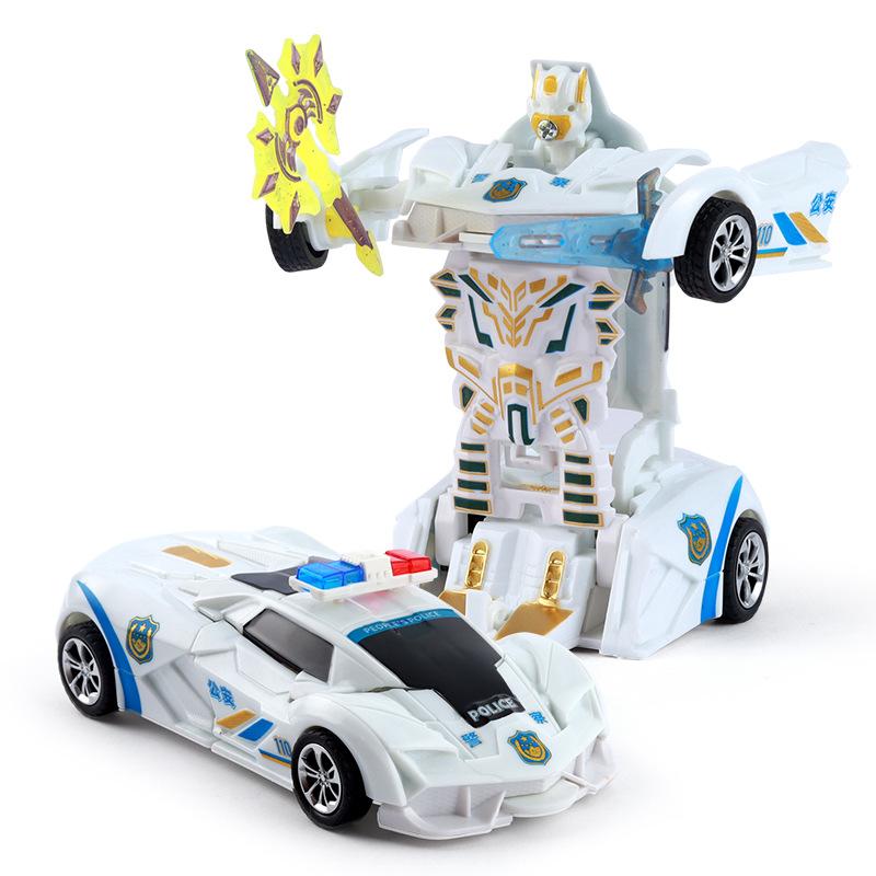 Children's 2025 new toy graffiti inertia deformation car racing one-click deformation robot