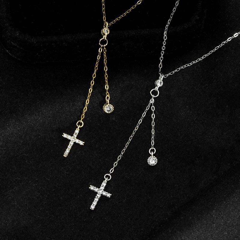 Banyan Tree S925 Silver Cross Clavicle Necklace with Tassel - 2022 Autumn/Winter Fashion Trend