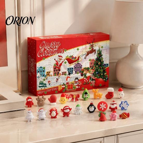 Adventskalender mit 24 Spielzeugen Frohe Weihnachten Kalender, Stressabbau Quetschspielzeug, Weihnachts-Countdown-Box, Feiertags-Party-Geschenkbox