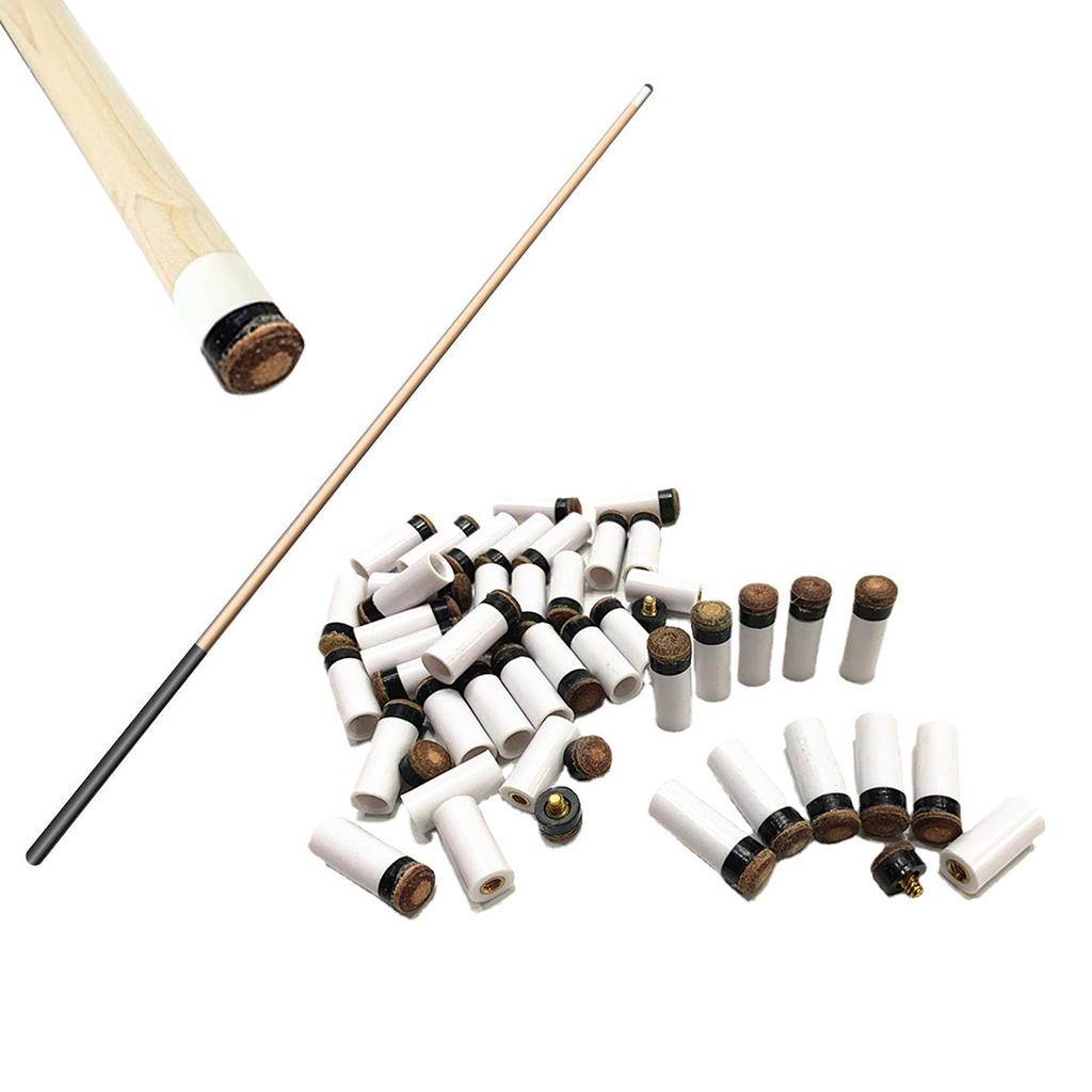 10 Pieces Screw On Pool Cue Tips Pool Stick Tips Sets Billiard Cues Tips Replacement with White Pool Cue Stick Ferrules