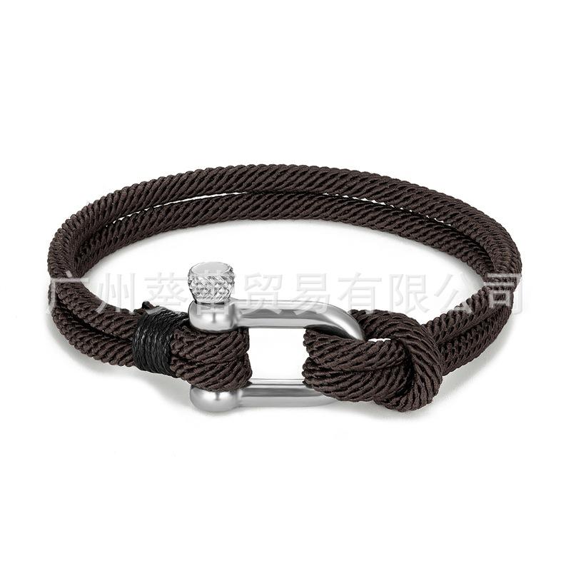 U-shaped Horseshoe Buckle Bracelet Men's Stainless Steel Couple Milan Rope Outdoor Enthusiast Bracelet