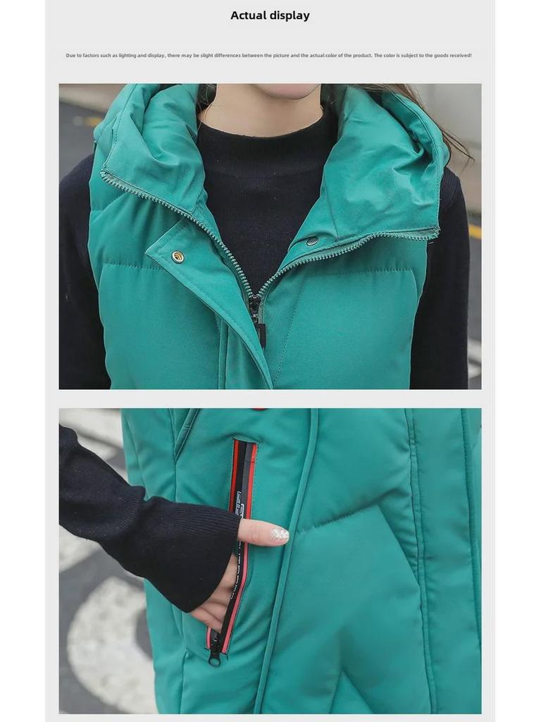 Damen Kapuzen Baumwolljacke Knielang - Koreanischer Stil Lässige Weste