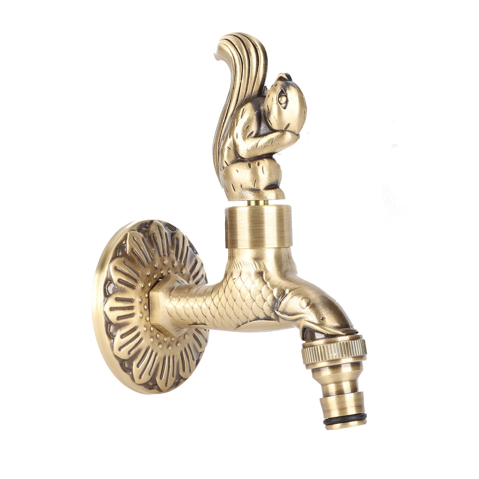 Antique Carved Faucet Antique Carved Faucet Bronze Copper Carp Retro Anti Rust Outdoor Garden Tap for Toilet G1/2in
