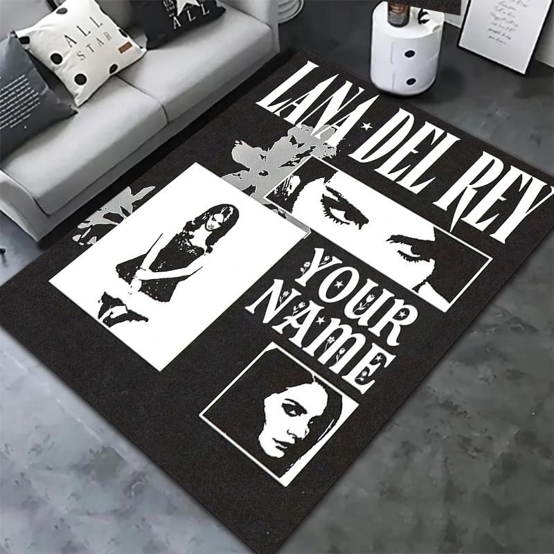 Lana Del Rey Fan Art Benutzerdefinierter Namens Teppich für Wohnzimmer Schlafzimmer Haus Sofa Dekoration Kinder Spiel Rutschfeste Fußmatte