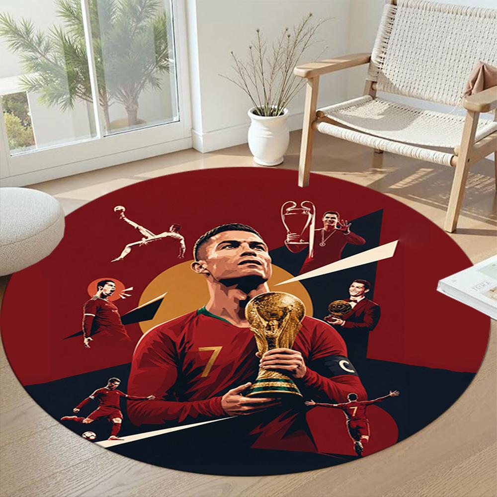 Cristiano Ronaldo Round Area Rug Perfect for Entryway Foyer Living Rooms Decorate room Antislip Round Carpet Office home decor