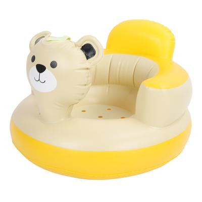 Opblaasbare babystoel met ingebouwde luchtpomp, PVC douchestoel, rugleuning voor baby's, cartoonbeer