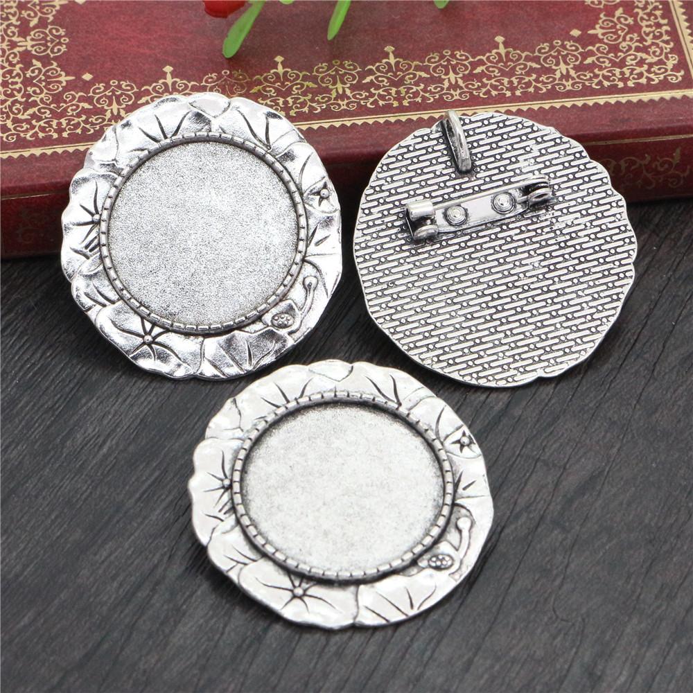 New Fashion 5pcs 25mm Inner Size Antique Silver Plated and Antique Bronze and Antique Gold Color Brooch Cabochon Base Setting
